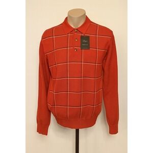 Greg‎ Norman Collection Men's Sweater Size L Red Plaid WeatherKnit Golf Pullover